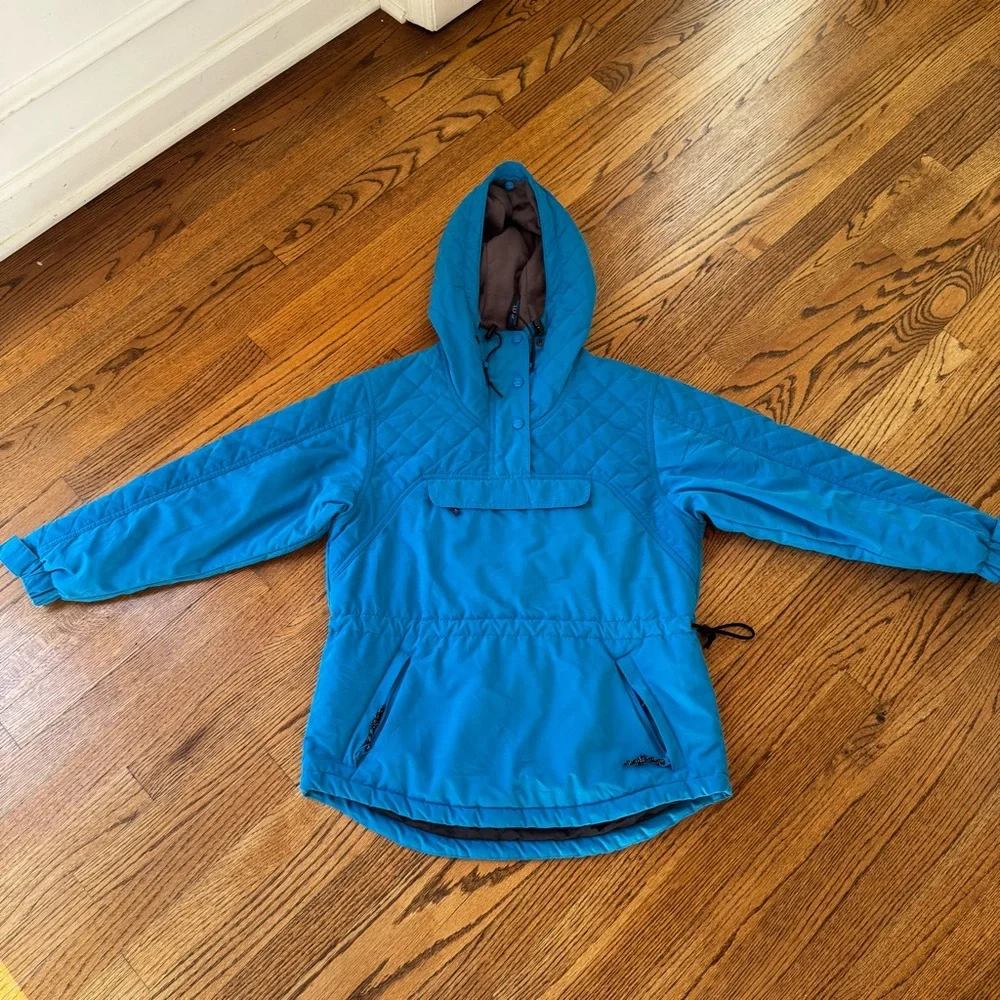 LL‎ BEAN Size S petite Vintage Blue Hooded Parka Coat Jacket CR27 missing fur